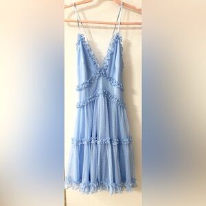 Light Blue and White Mini Dress Spaghetti Straps Women’s Size M New With Tags